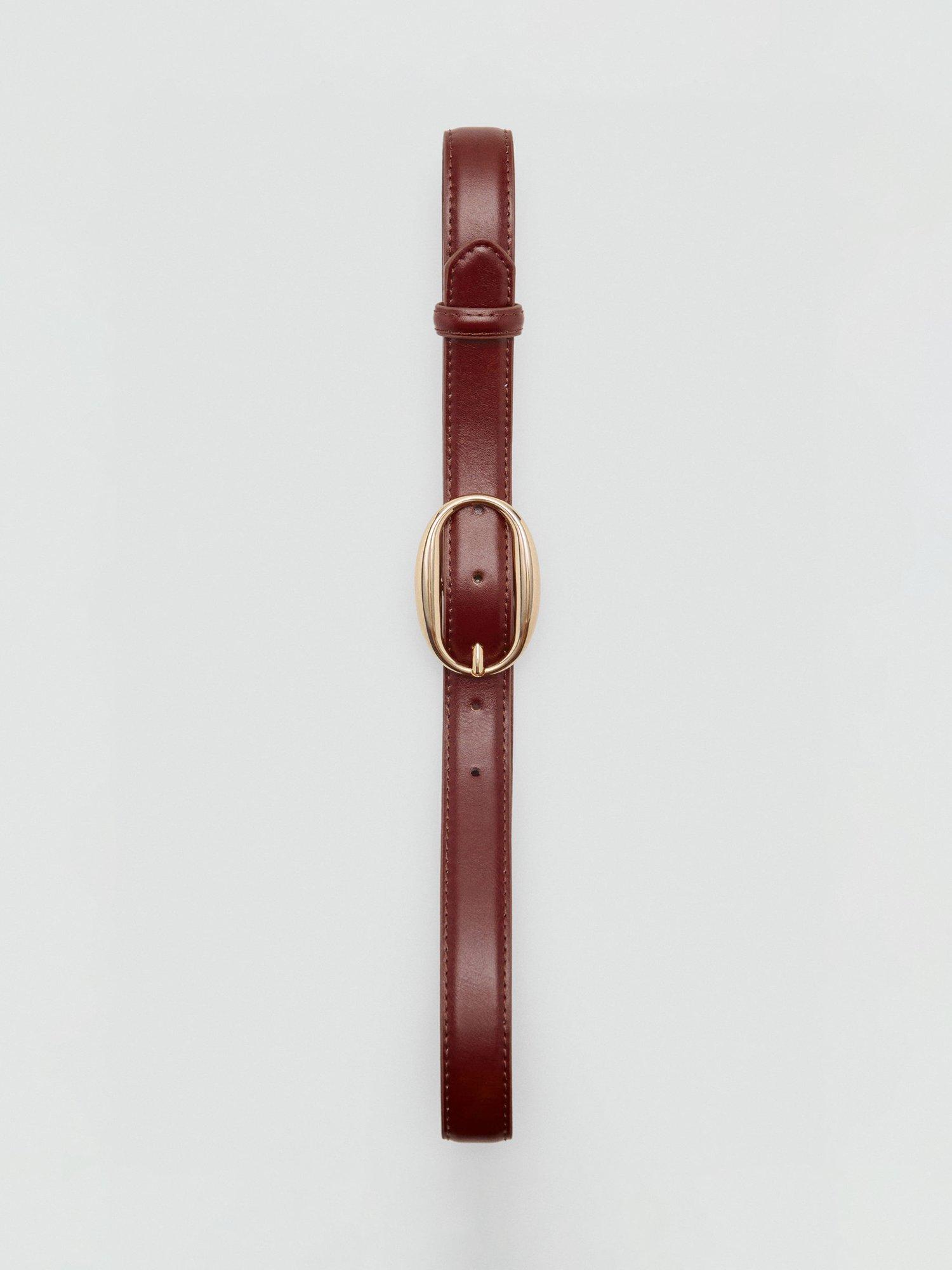 Product image 4 of 4, which shows Mango Martina Oval Buckle Belt, Brown, S