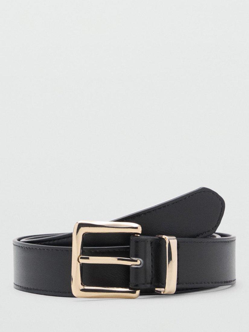 Product image 1 of 5, which shows Mango Valeta Stitch Detail Belt, Black, L