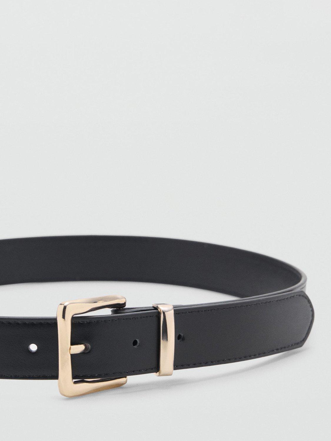 Product image 2 of 5, which shows Mango Valeta Stitch Detail Belt, Black, L