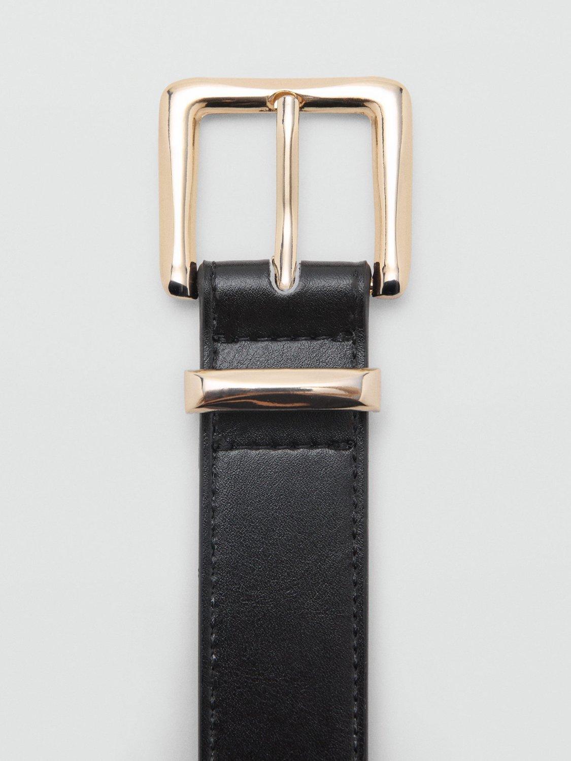 Product image 3 of 5, which shows Mango Valeta Stitch Detail Belt, Black, L