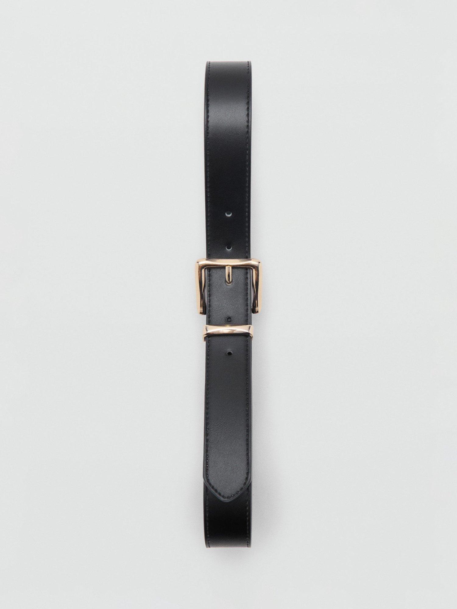 Product image 4 of 5, which shows Mango Valeta Stitch Detail Belt, Black, L