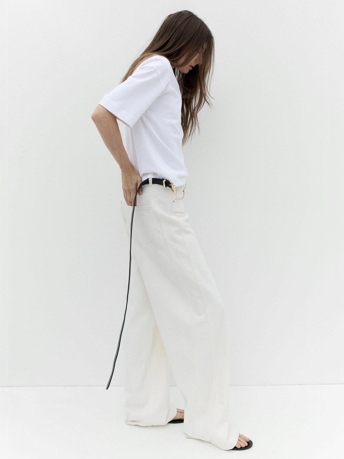 Product image 5 of 5, which shows Mango Valeta Stitch Detail Belt, Black, L