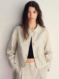 Mango Leo Pure Linen Jacket, Light Beige