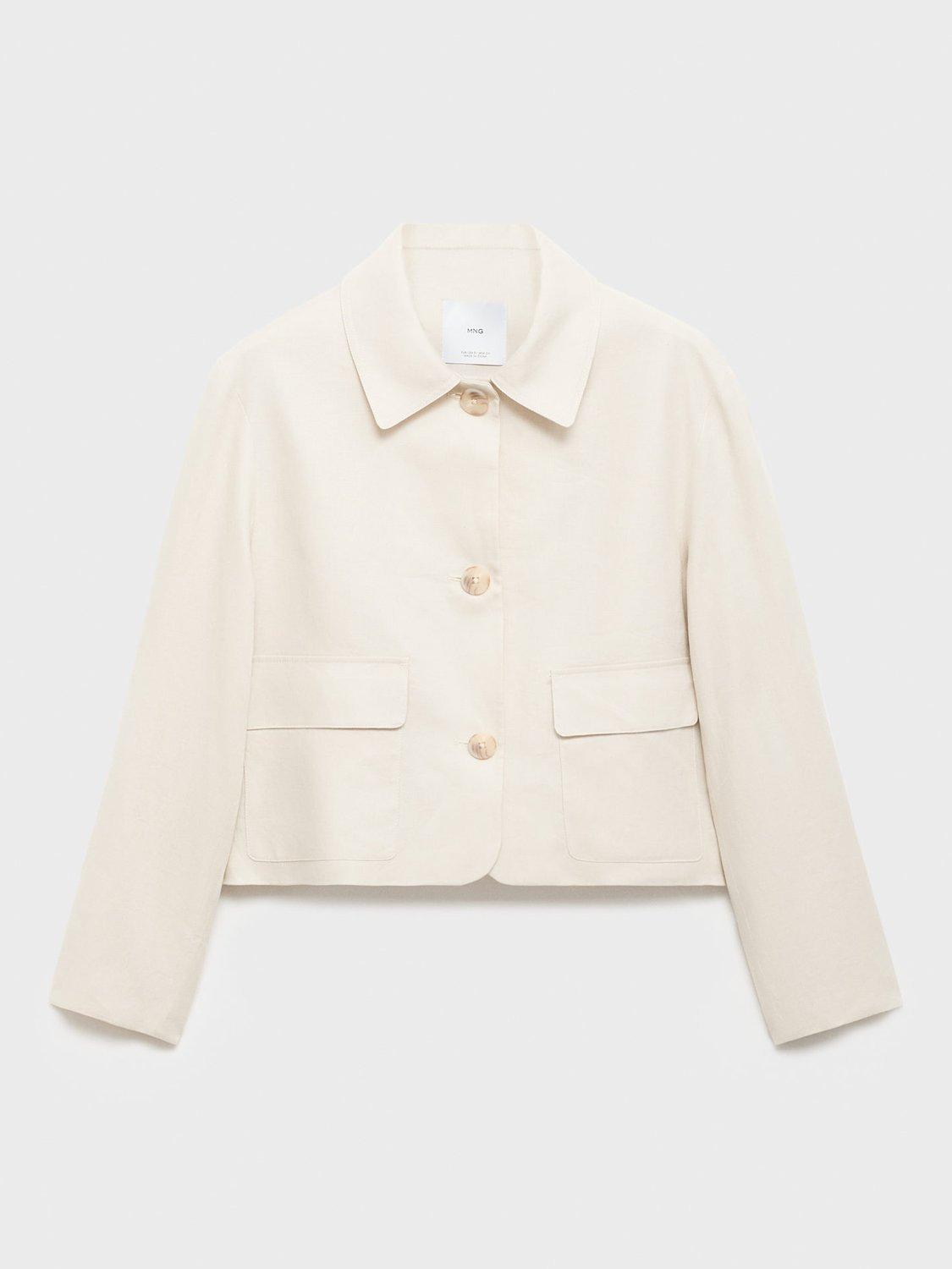 Product image 3 of 8, which shows Mango Leo Pure Linen Jacket, Light Beige, XS