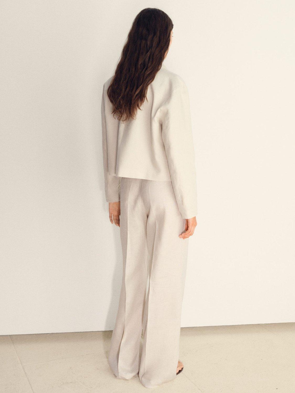 Product image 4 of 8, which shows Mango Leo Pure Linen Jacket, Light Beige, XS