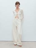 Mango Patri Crochet Tie Front Cardigan, White