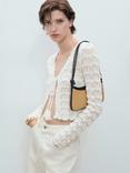 Mango Patri Crochet Tie Front Cardigan, White