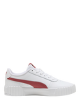 PUMA Carina 3.0 Leather Lace Up Trainers, White/Red