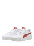 PUMA Carina 3.0 Leather Lace Up Trainers, White/Red
