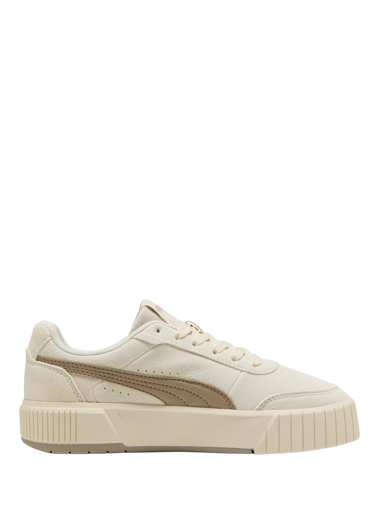 PUMA Carina Mia Suede Blend Lace Up Trainers, Beige