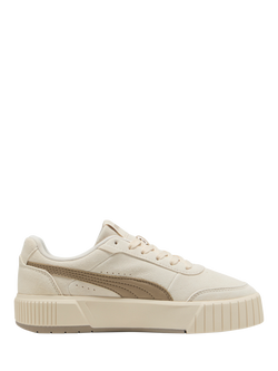 PUMA Carina Mia Suede Blend Lace Up Trainers, Beige, Beige