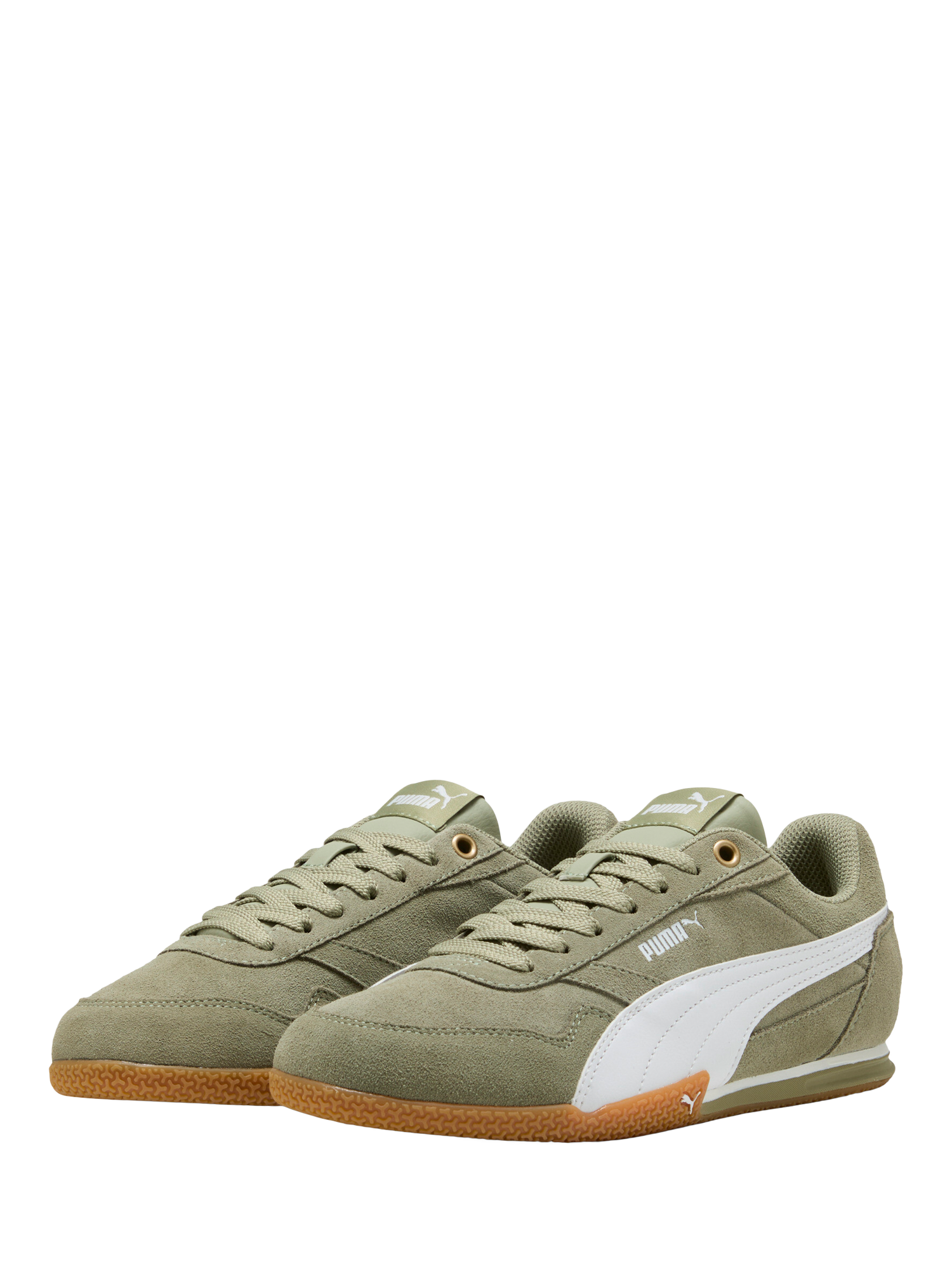 Product image 2 of 6, which shows PUMA Bella Donna SD Suede Lace Up Trainers, Green/White, 4