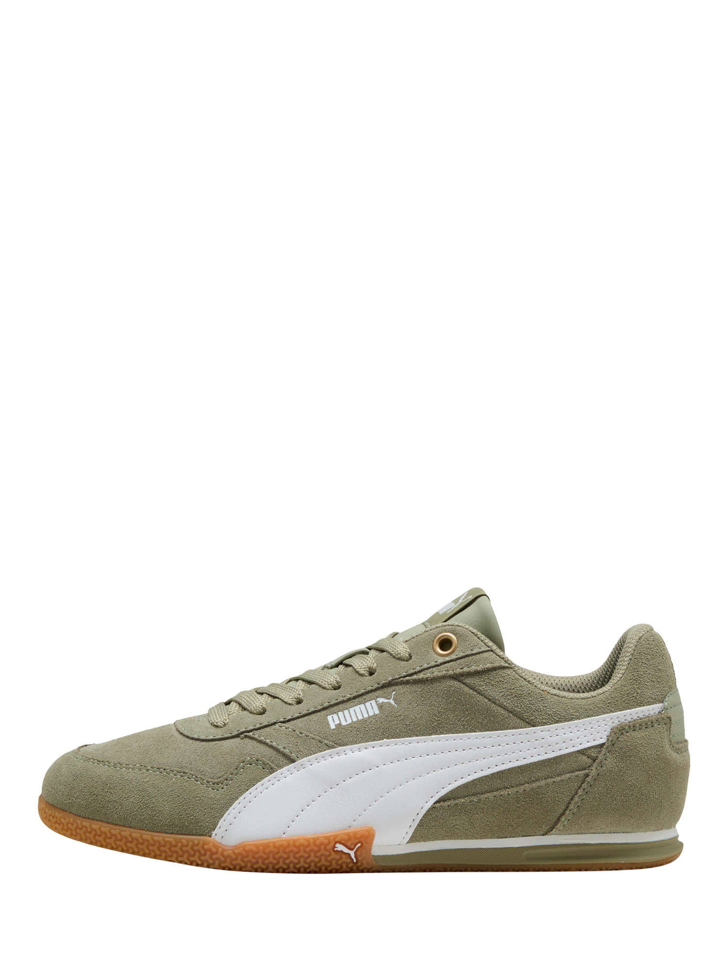 Product image 4 of 6, which shows PUMA Bella Donna SD Suede Lace Up Trainers, Green/White, 4