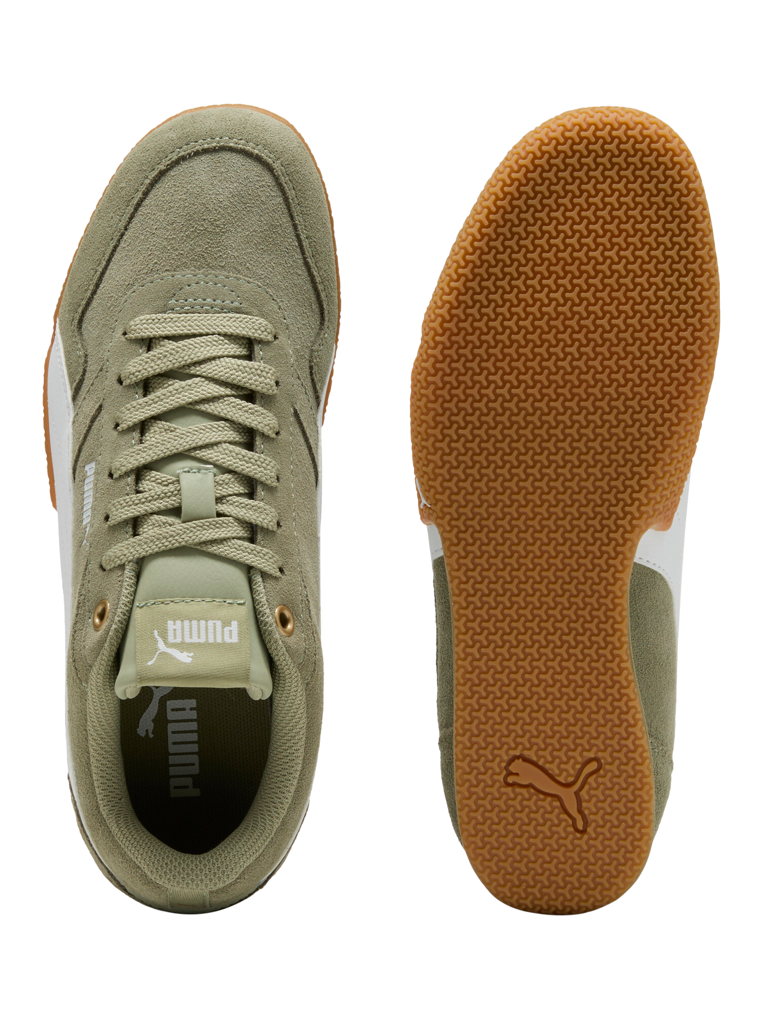 Product image 5 of 6, which shows PUMA Bella Donna SD Suede Lace Up Trainers, Green/White, 4