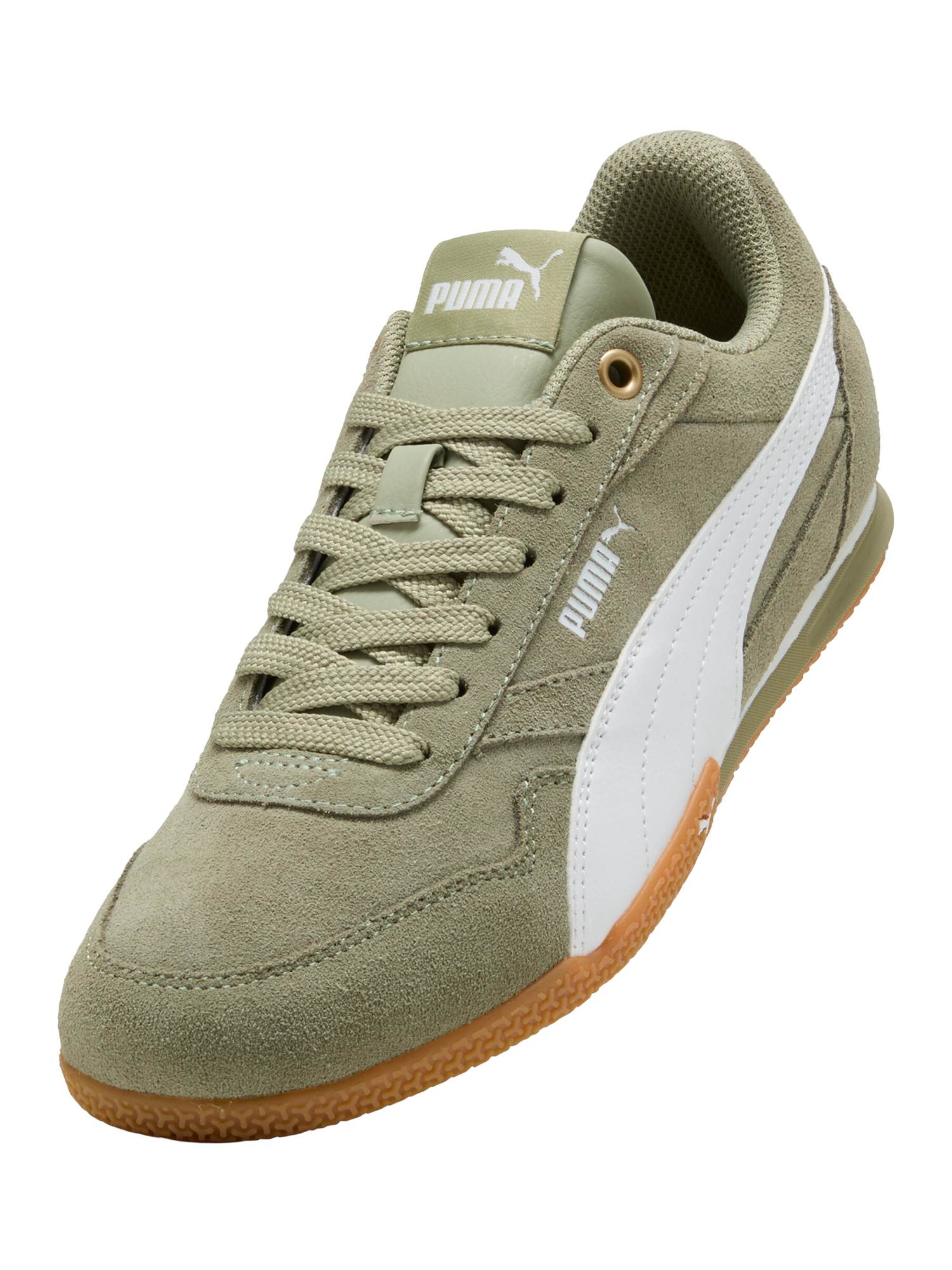Product image 6 of 6, which shows PUMA Bella Donna SD Suede Lace Up Trainers, Green/White, 4