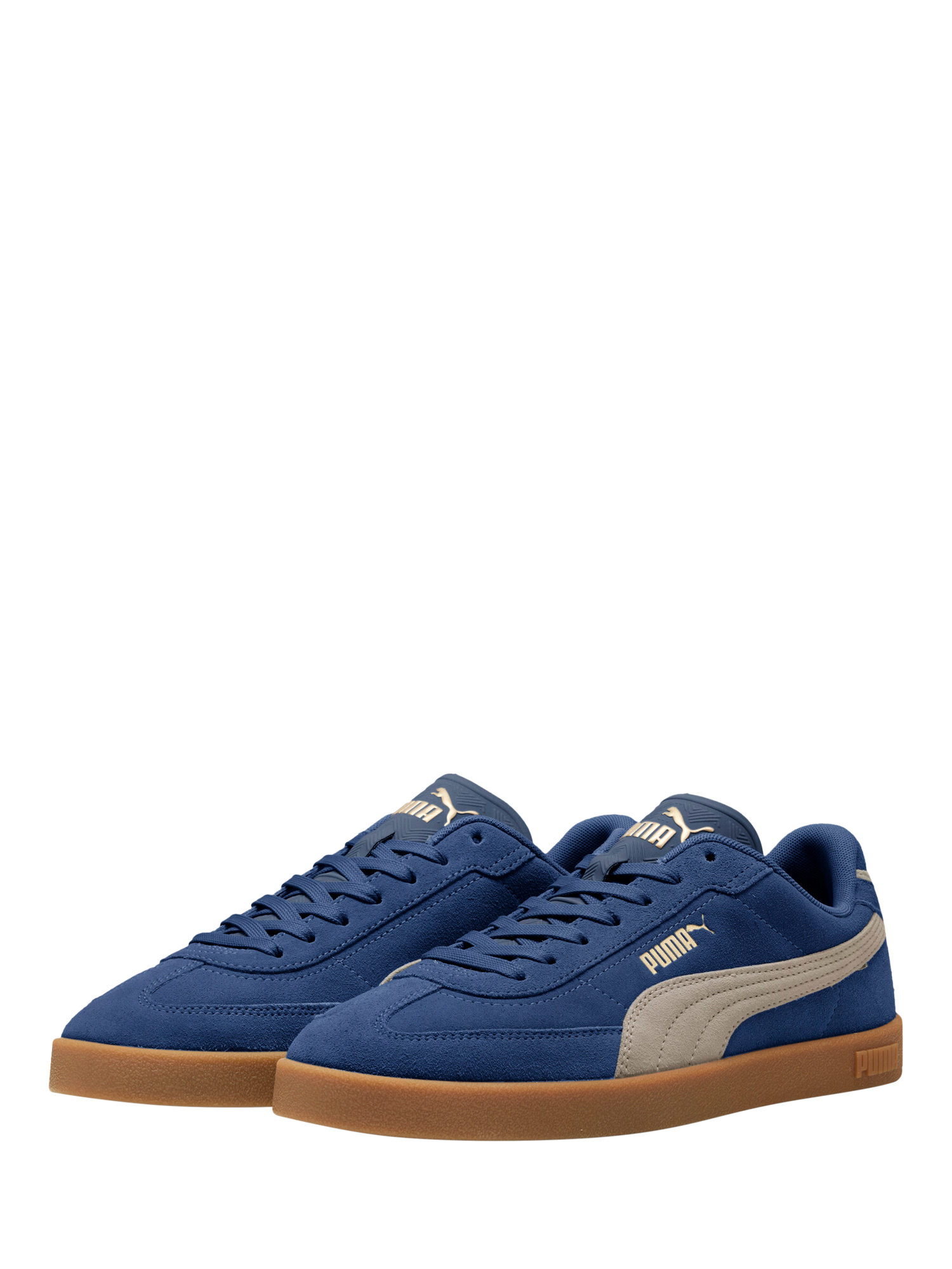 PUMA Club II Era Suede Lace Up Trainers, Blue/Beige
