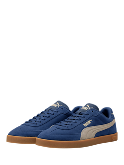 PUMA Club II Era Suede Lace Up Trainers, Blue/Beige - view 2, Blue/Beige