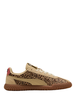 PUMA Club Kayzer Animal Print Lace Up Trainers, Beige/Multi, Beige/Multi