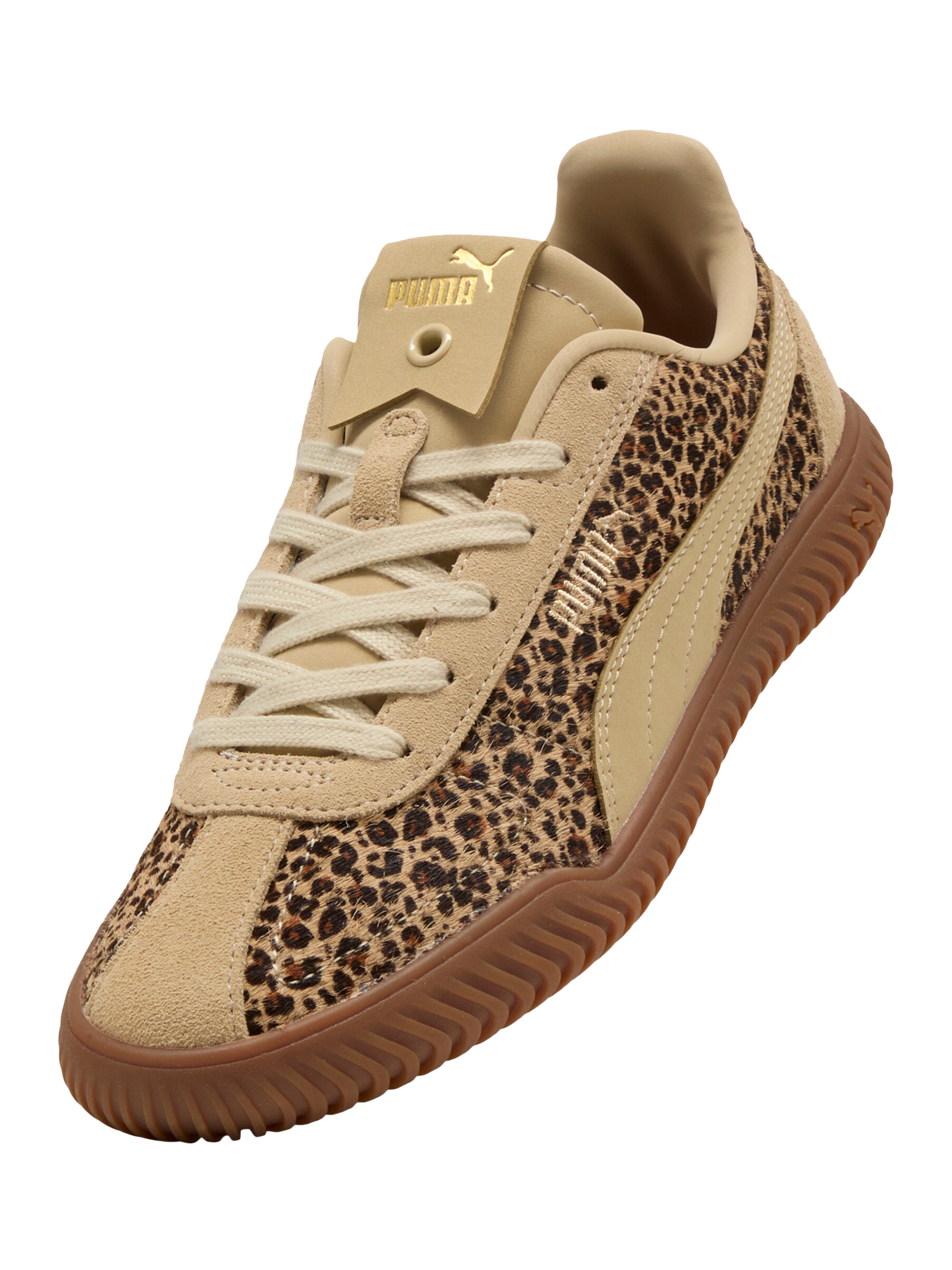 PUMA Club Kayzer Animal Print Lace Up Trainers, Beige/Multi