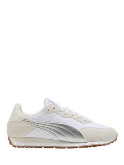 PUMA St. Miller Rose Suede Blend Lace Up Trainers, White/Off White/Silver, White/Off White/Silver