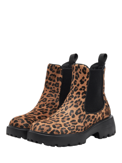 WODEN SHOE THE BEAR Aya Leo Leather Blend Chelsea Boots, Brown/Black - view 2, Brown/Black