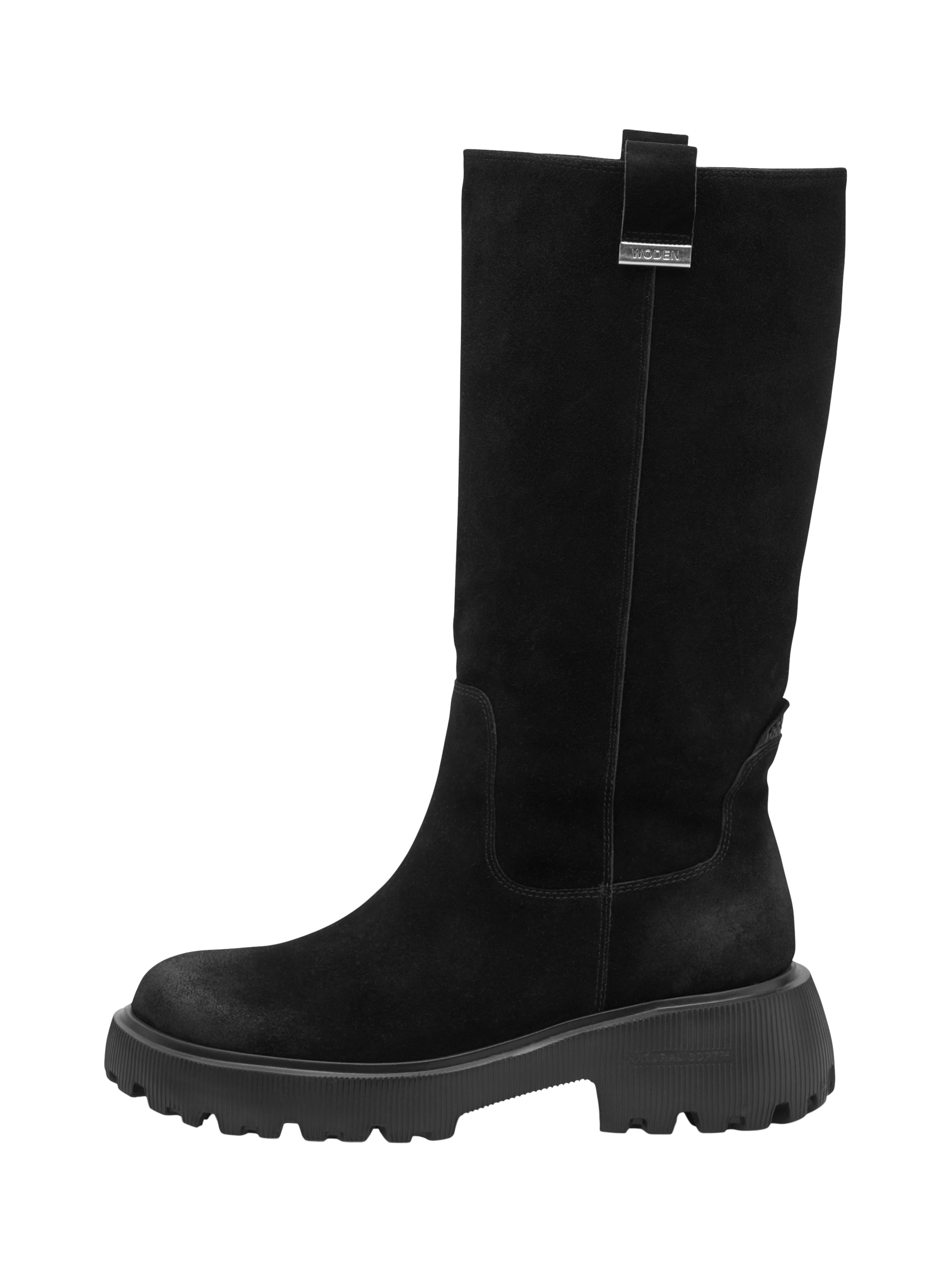 WODEN SHOE THE BEAR Lea Suede Blend Calf Boots, Black
