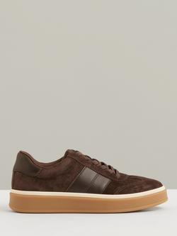 Reiss Lizzie Suede Low-Top Trainers, Chocolate, Chocolate