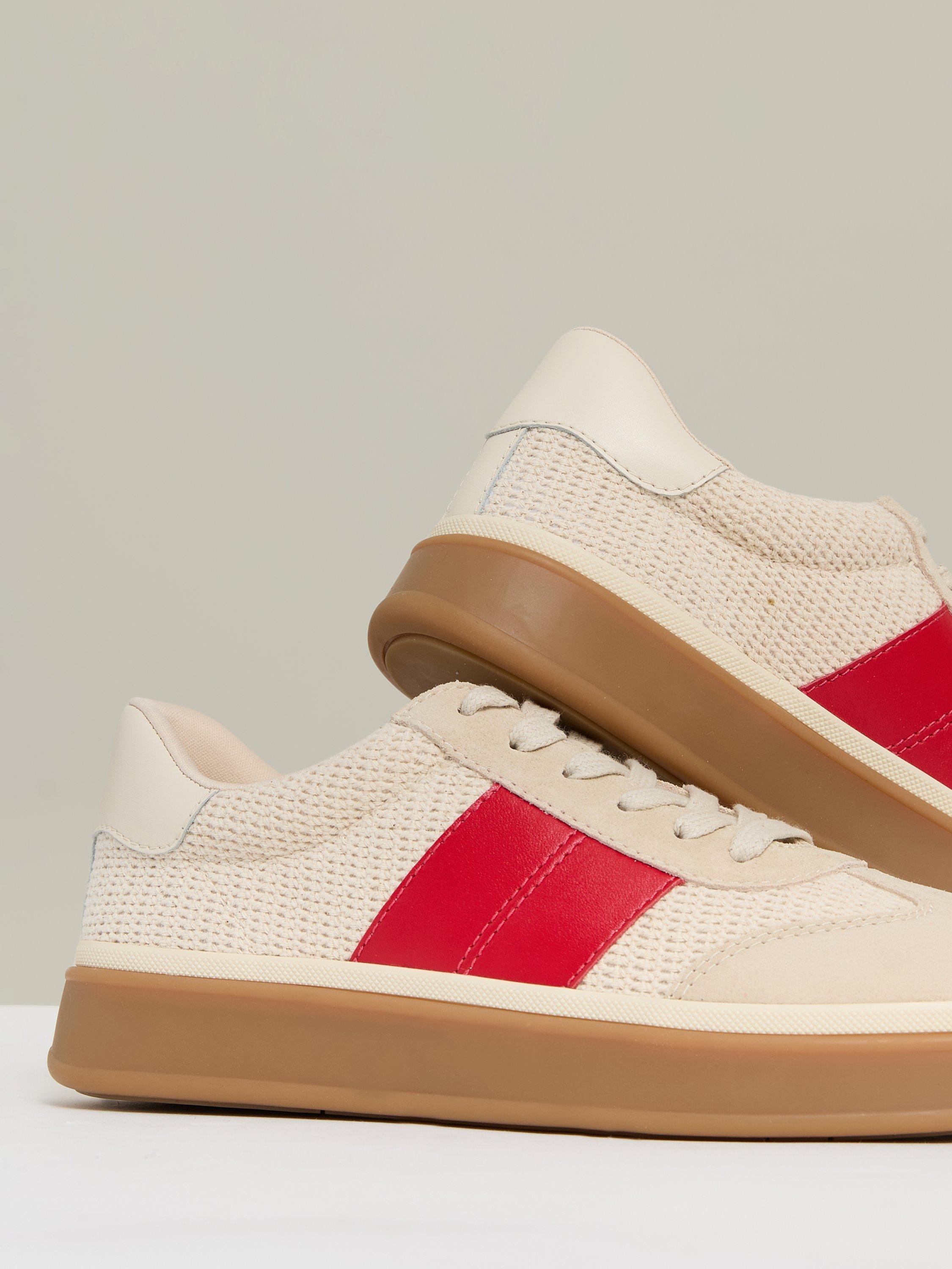Product image 2 of 5, which shows Reiss Lizzie Woven Low-Top Trainers, Neutral, 4