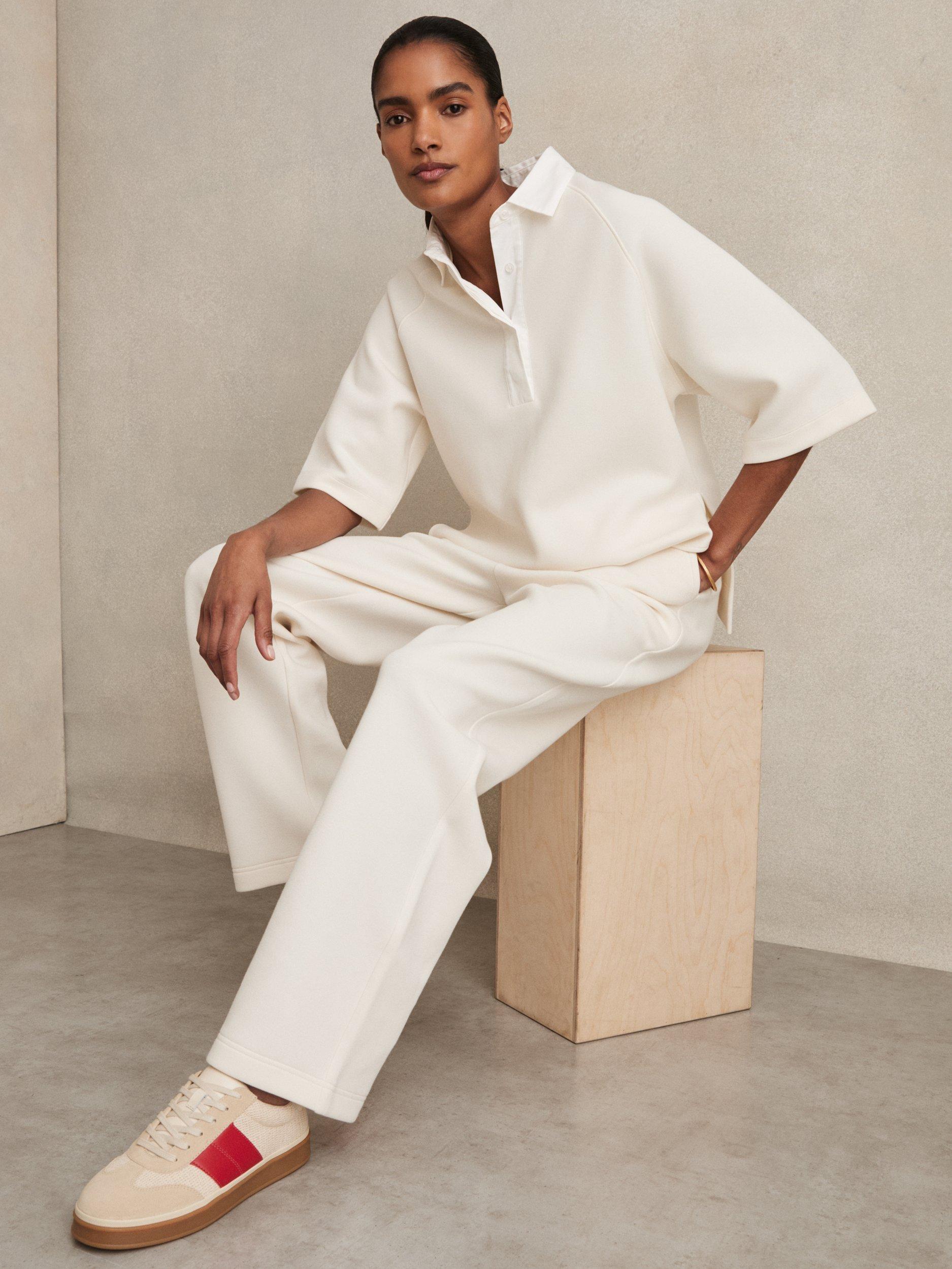 Product image 3 of 5, which shows Reiss Lizzie Woven Low-Top Trainers, Neutral, 4