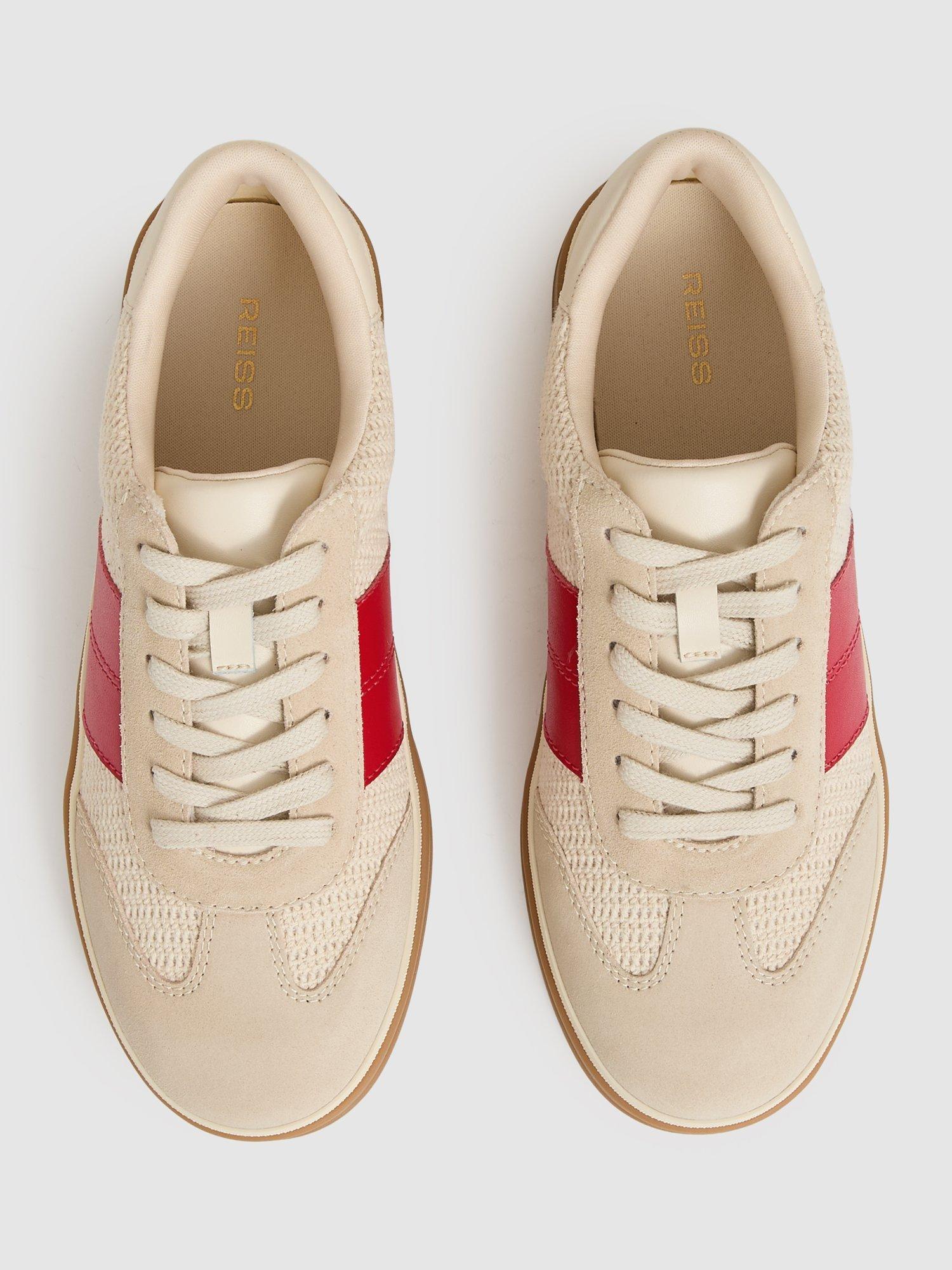 Product image 4 of 5, which shows Reiss Lizzie Woven Low-Top Trainers, Neutral, 4