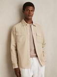 Reiss Malaki Cotton Blend Regular Fit Overshirt, Stone