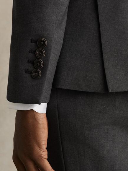 Reiss Promise Tailored Fit Wool Blend Suit Jacket, Mid Grey - view 2, Mid Grey