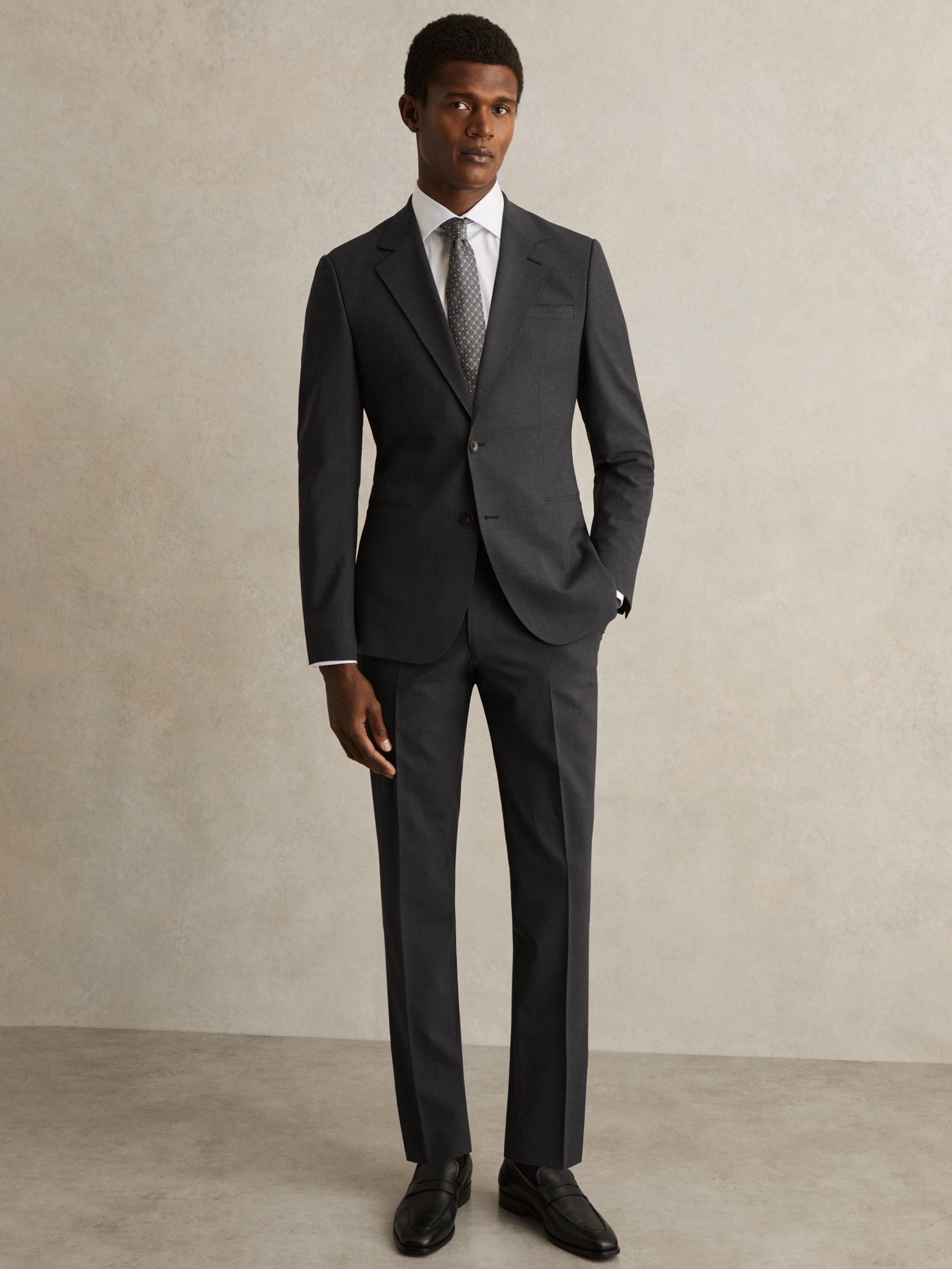 Product image 4 of 5, which shows Reiss Promise Tailored Fit Wool Blend Suit Jacket, Mid Grey, 34R
