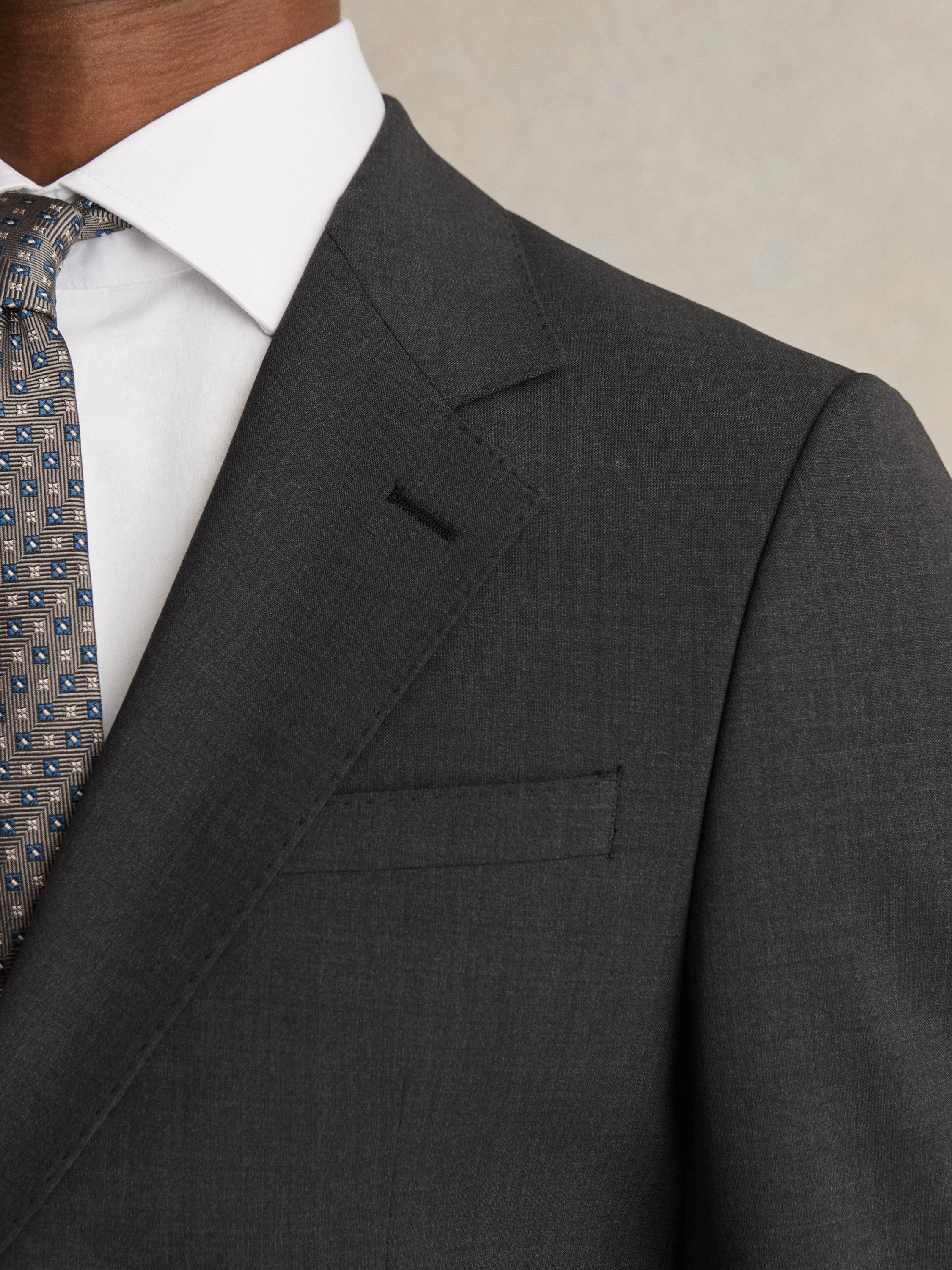 Product image 5 of 5, which shows Reiss Promise Tailored Fit Wool Blend Suit Jacket, Mid Grey, 34R