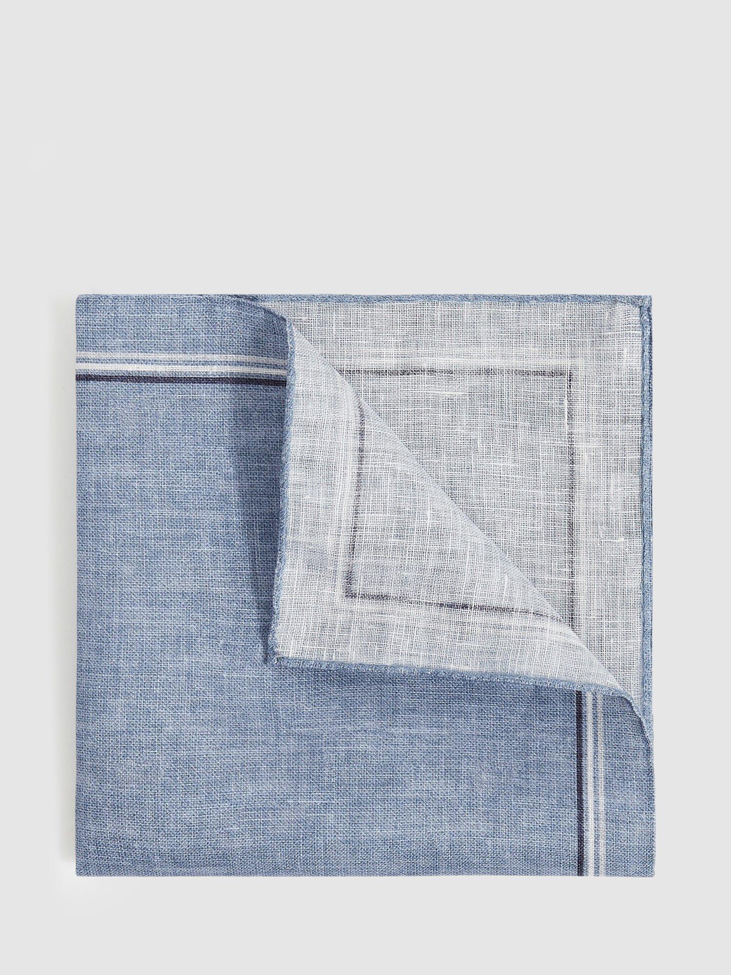Reiss Fiorello Linen Pocket Square, Soft Blue
