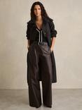Reiss Mercey Petite Wide Leg Leather Trousers