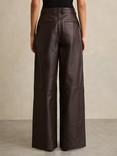 Reiss Mercey Petite Wide Leg Leather Trousers