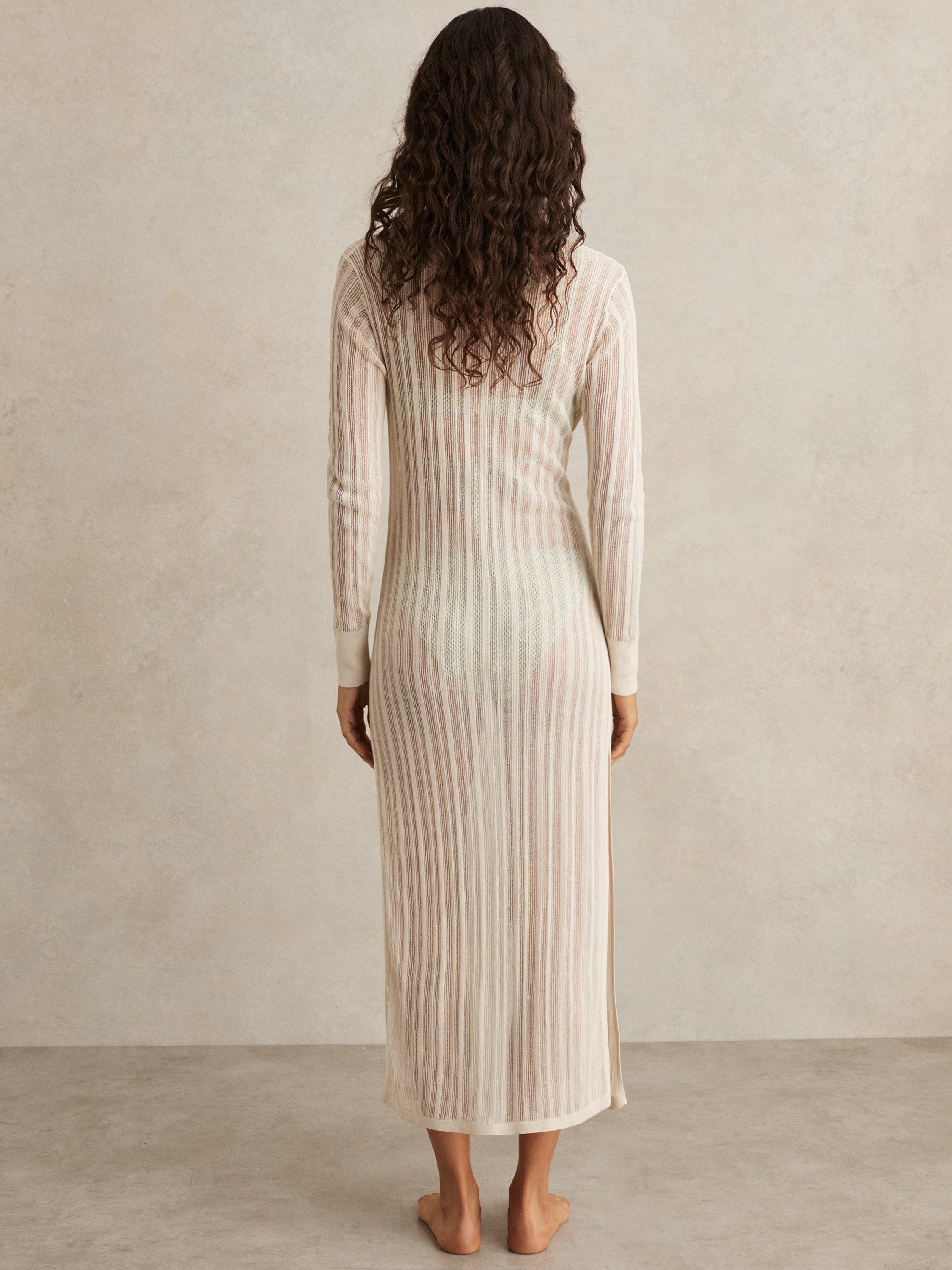 Product image 5 of 5, which shows Reiss Samantha Cotton Blend Kaftan, Cream, XS