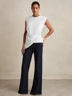 Reiss Tilly Cotton Cap Sleeve Top, White