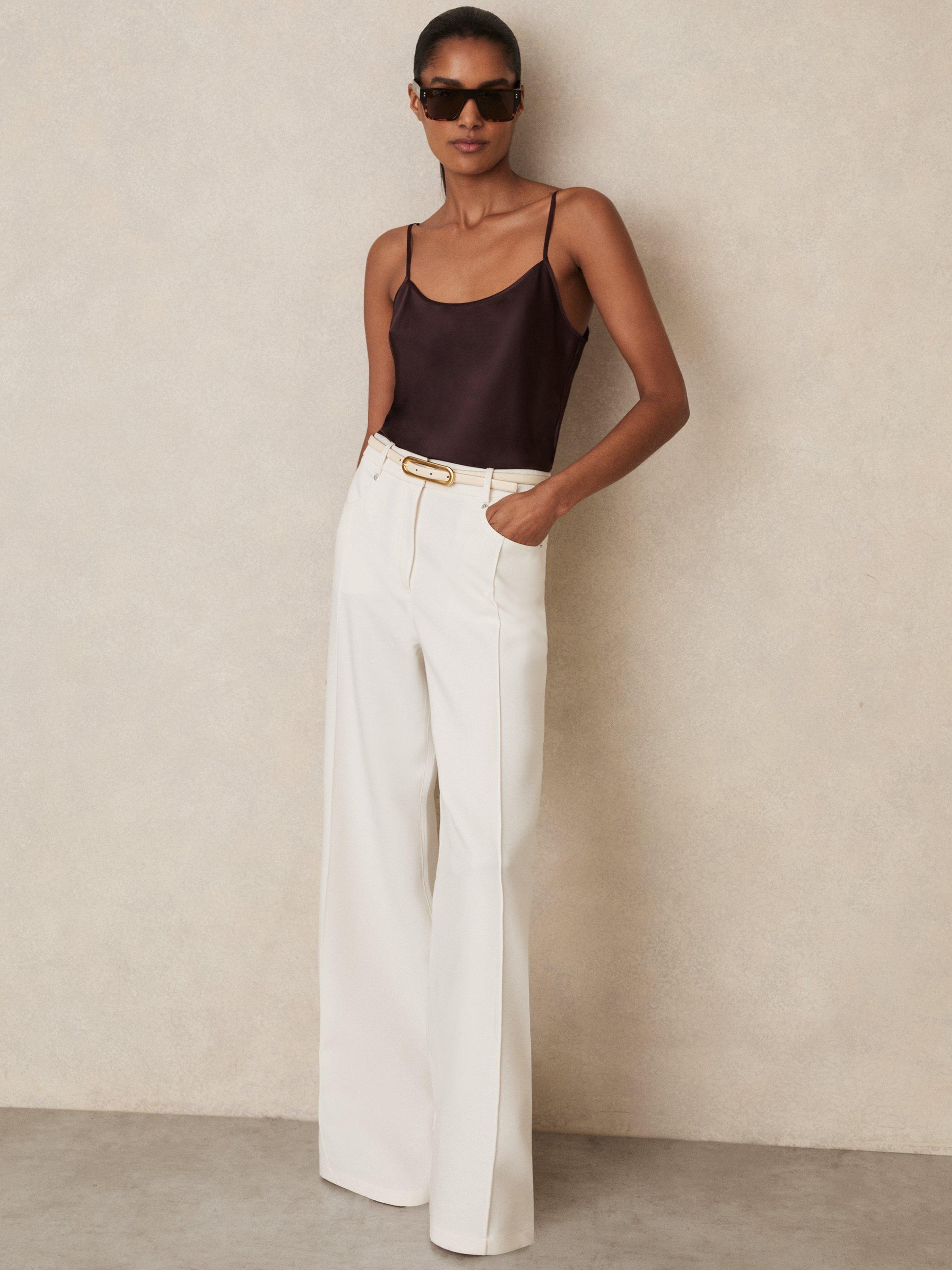 Product image 1 of 5, which shows Reiss Corey Sleeveless Silk Top, Burgundy, 6