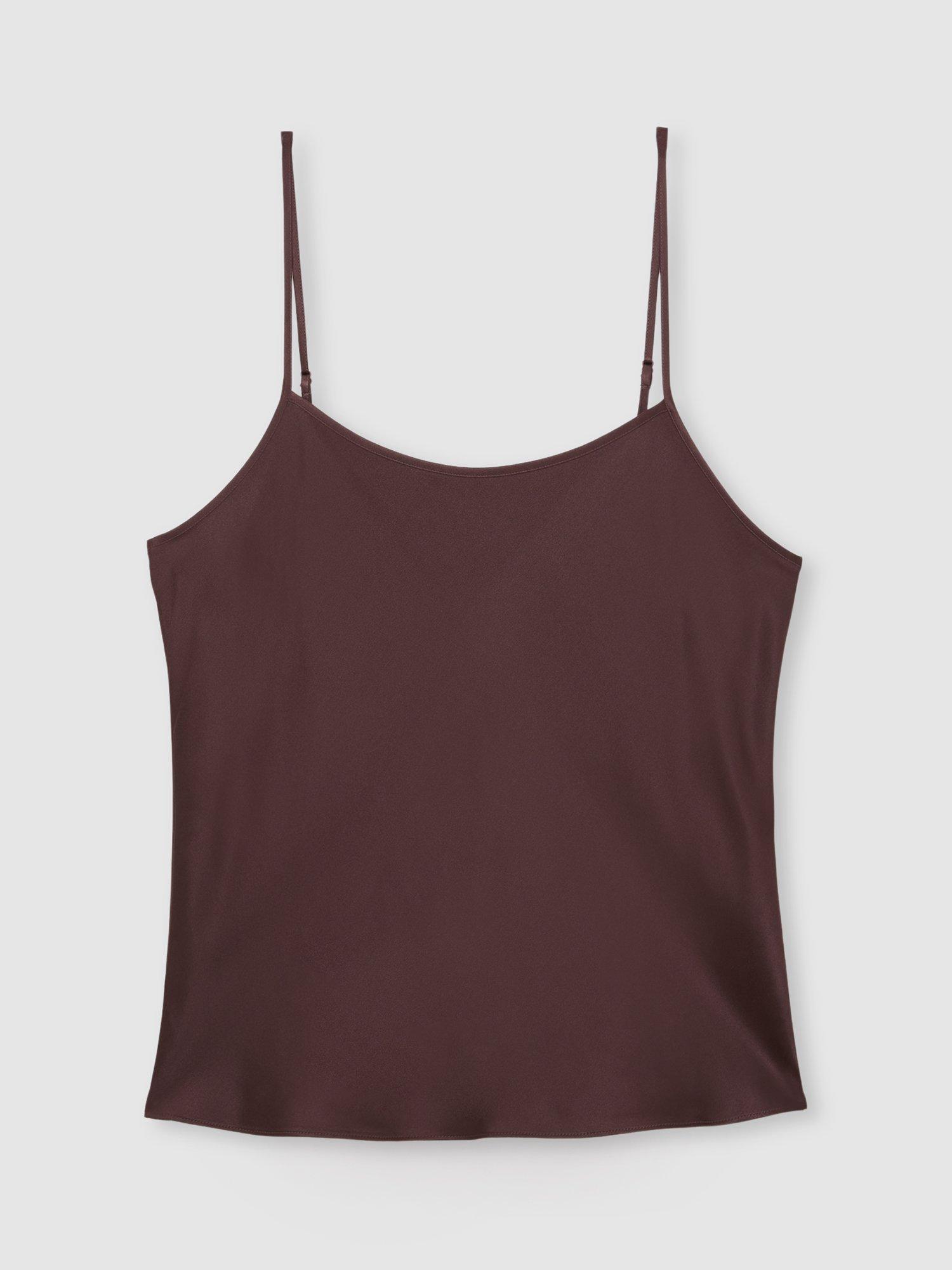 Product image 3 of 5, which shows Reiss Corey Sleeveless Silk Top, Burgundy, 6
