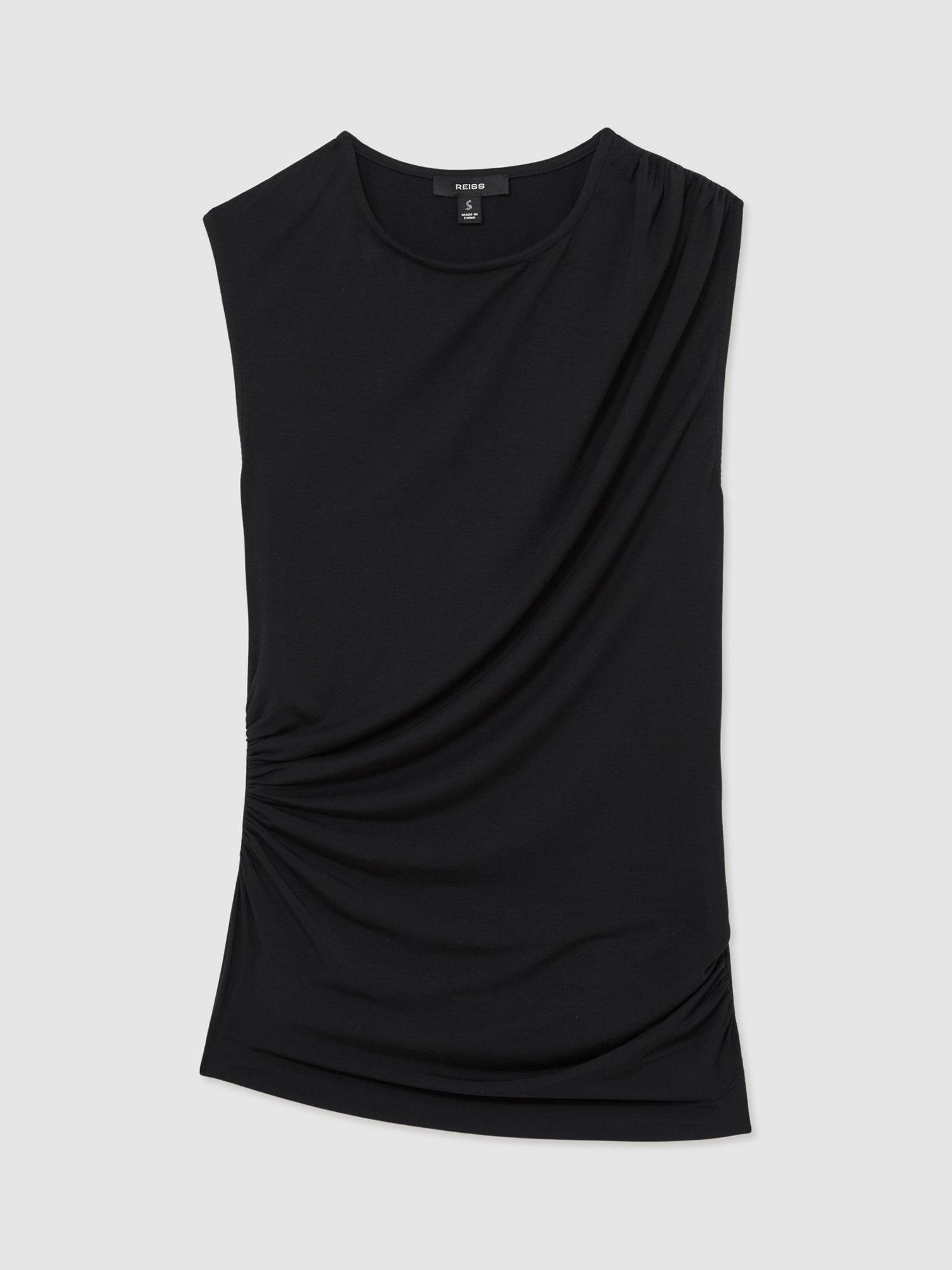 Product image 3 of 5, which shows Reiss Dani Sleeveless Top, Black, XS