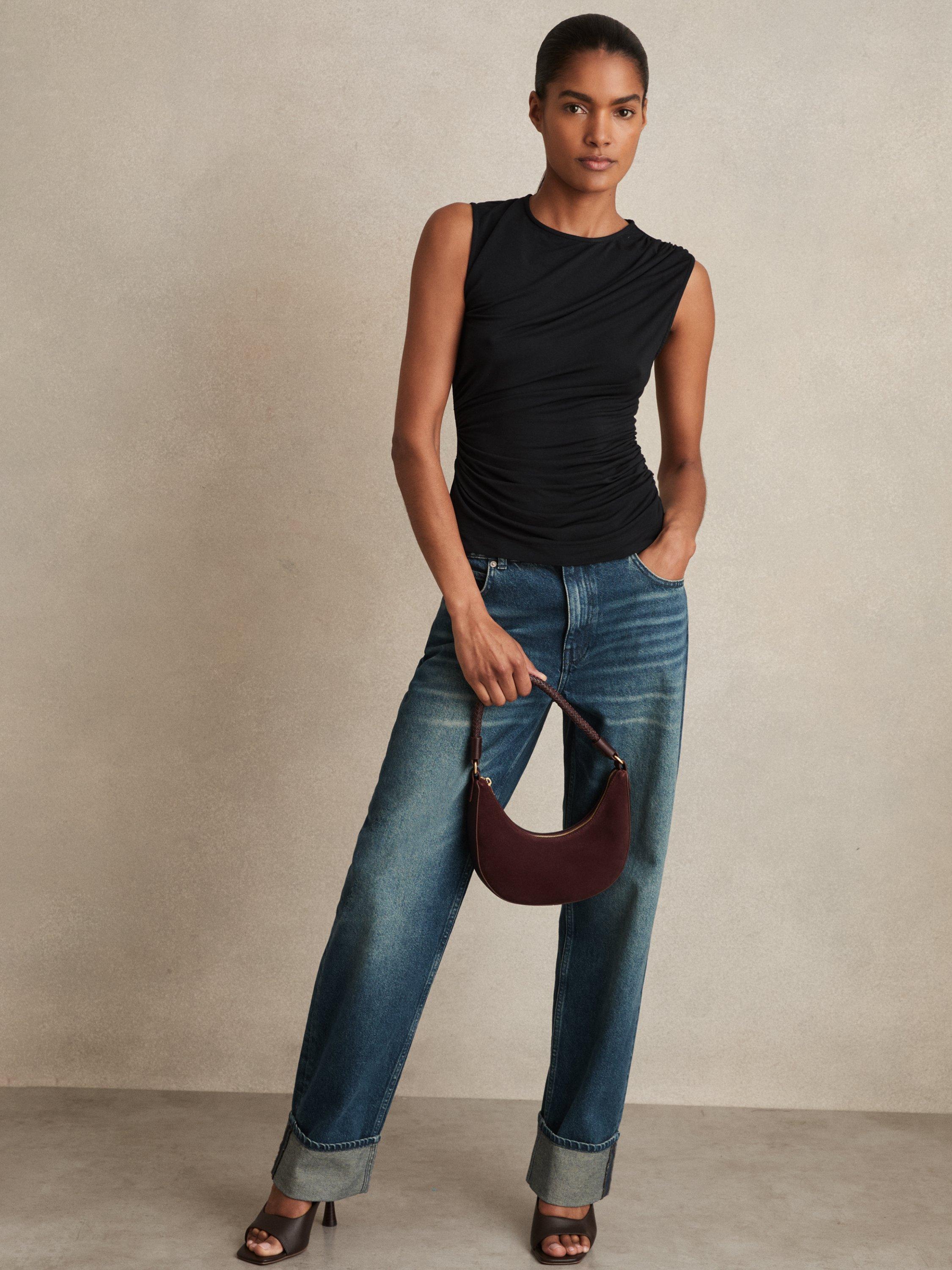 Product image 4 of 5, which shows Reiss Dani Sleeveless Top, Black, XS