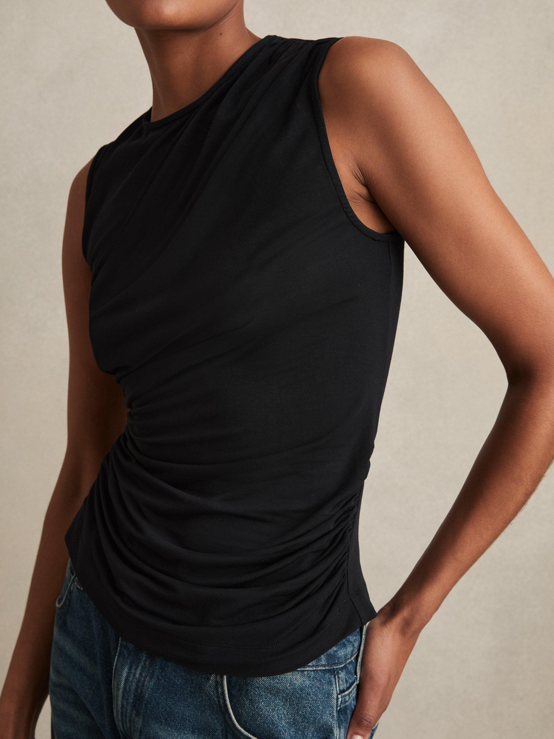 Product image 5 of 5, which shows Reiss Dani Sleeveless Top, Black, XS