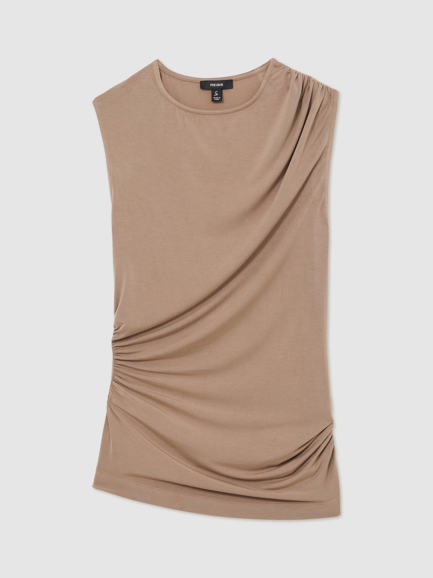 Product image 3 of 5, which shows Reiss Dani Sleeveless Top, Mocha Brown, S