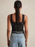 Reiss Tia Lace Bodysuit, Black