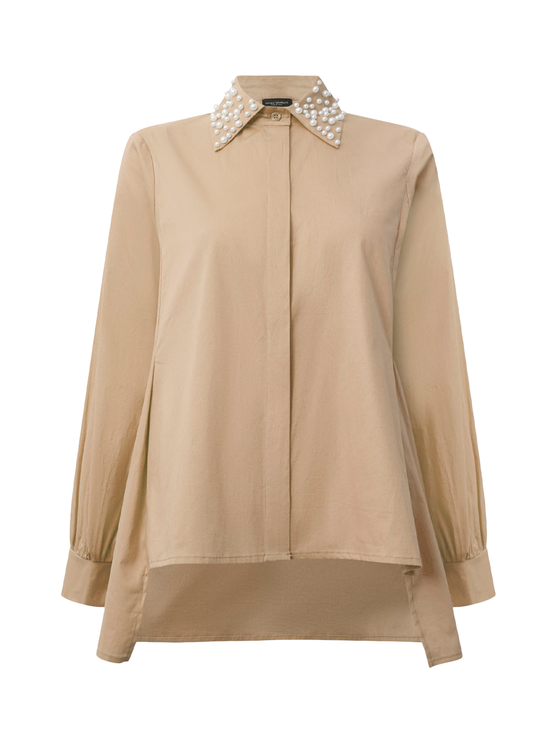 Product image 7 of 7, which shows James Lakeland Pearl Collar Long Sleeve Shirt, Beige, 8