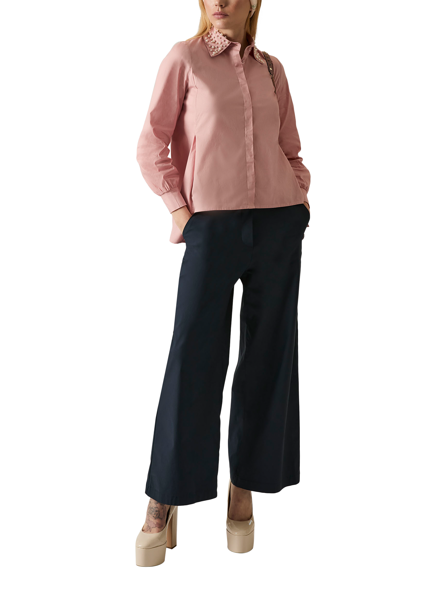 Product image 6 of 7, which shows James Lakeland Pearl Collar Long Sleeve Shirt, Pale Pink, 8