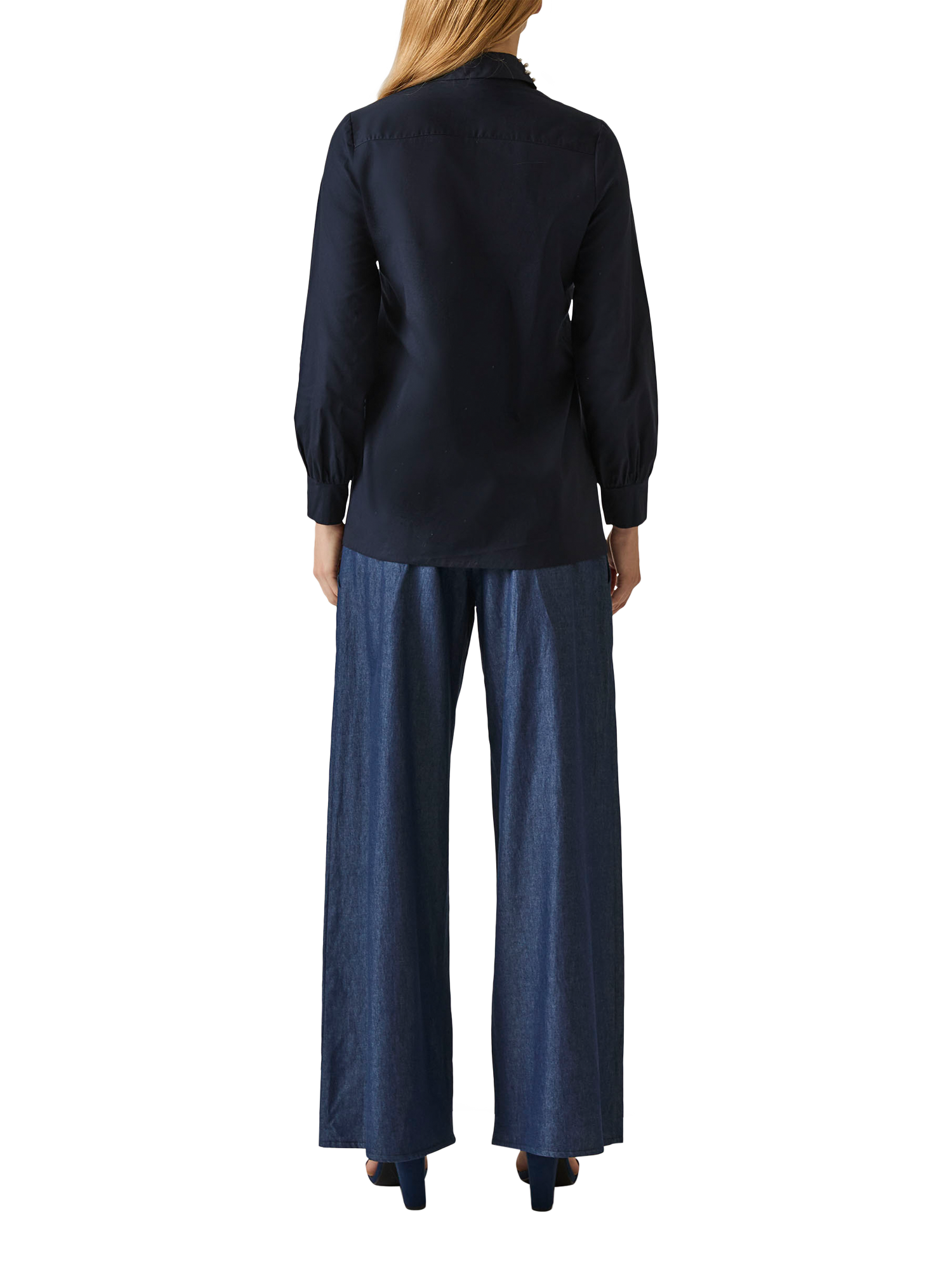 Product image 2 of 7, which shows James Lakeland Pearl Collar Long Sleeve Shirt, Navy, 8