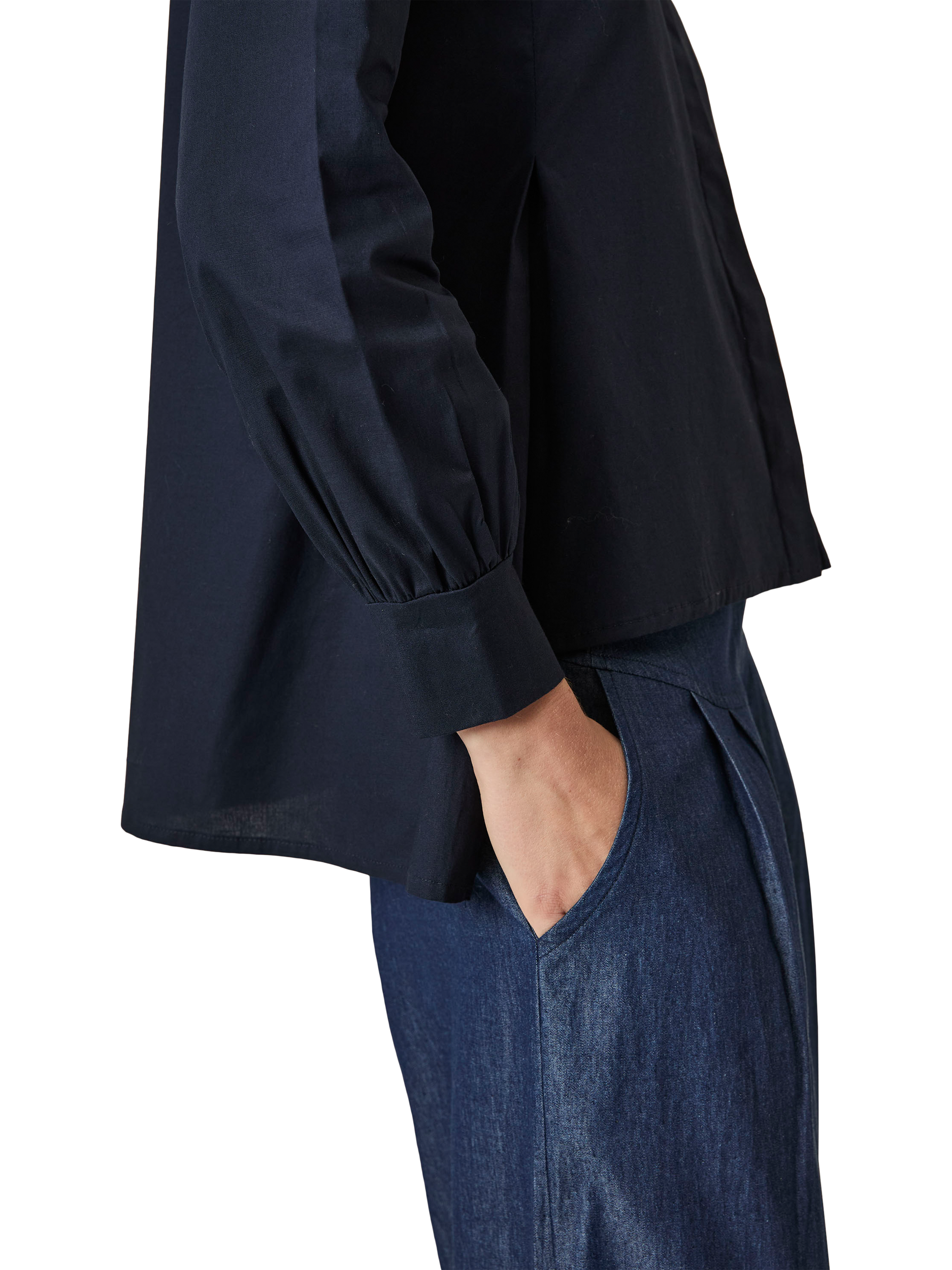 Product image 5 of 7, which shows James Lakeland Pearl Collar Long Sleeve Shirt, Navy, 8